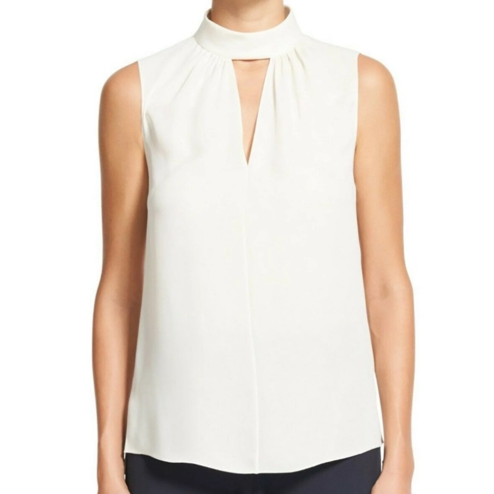 NWT - Theory Neck Band Sleeveless Silk Shell Blouse